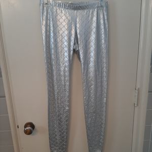 Metallic silver leggings